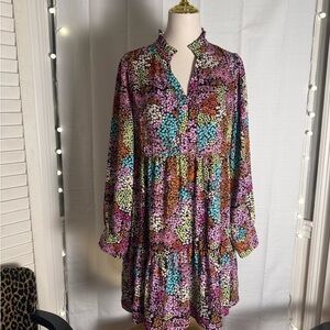 Karlie Purple Pink Long Sleeve Sundress Large